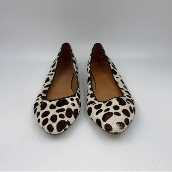 1937 Madewell calf ponyhair animal dot print ballet flats brown white - Picture 2 of 8